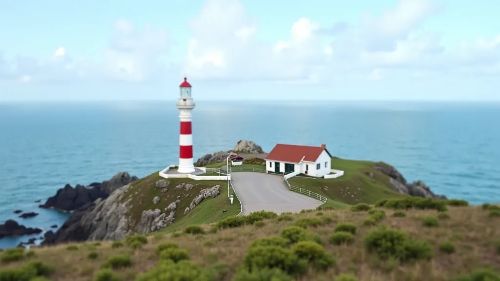 Loop Head lighthouse standing white and red striped on dramatic coastal headland, Atlantic Ocean stretching beyond