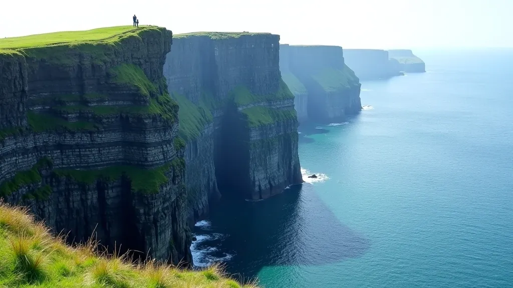 Iconic Cliffs of Moher towering over the Atlantic coastline in County Clare